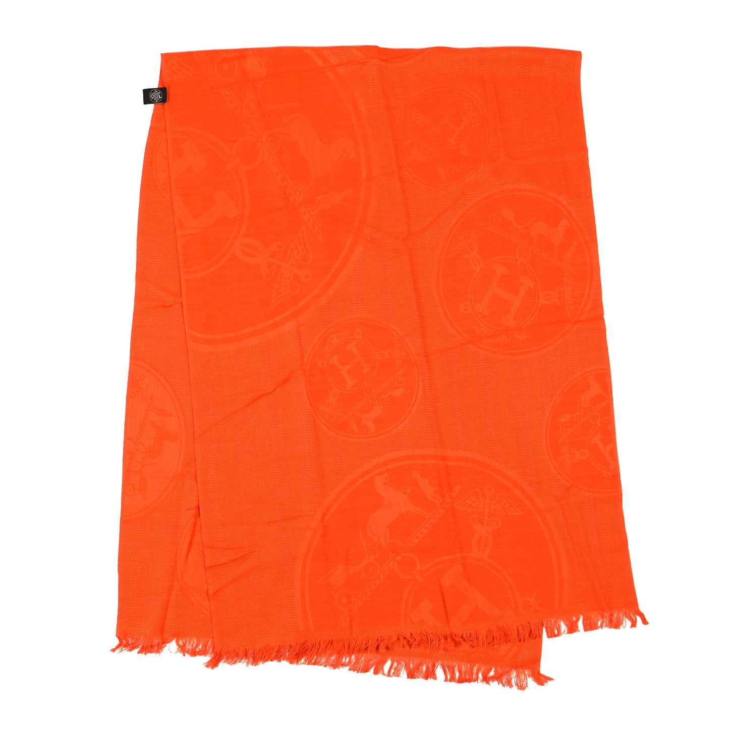 Cashmere Silk Jacquard New Libris Scarf Orange Vif