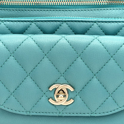 Chanel Metallic Calfskin Flap Chain Waist Bag Turquoise 10 of 12