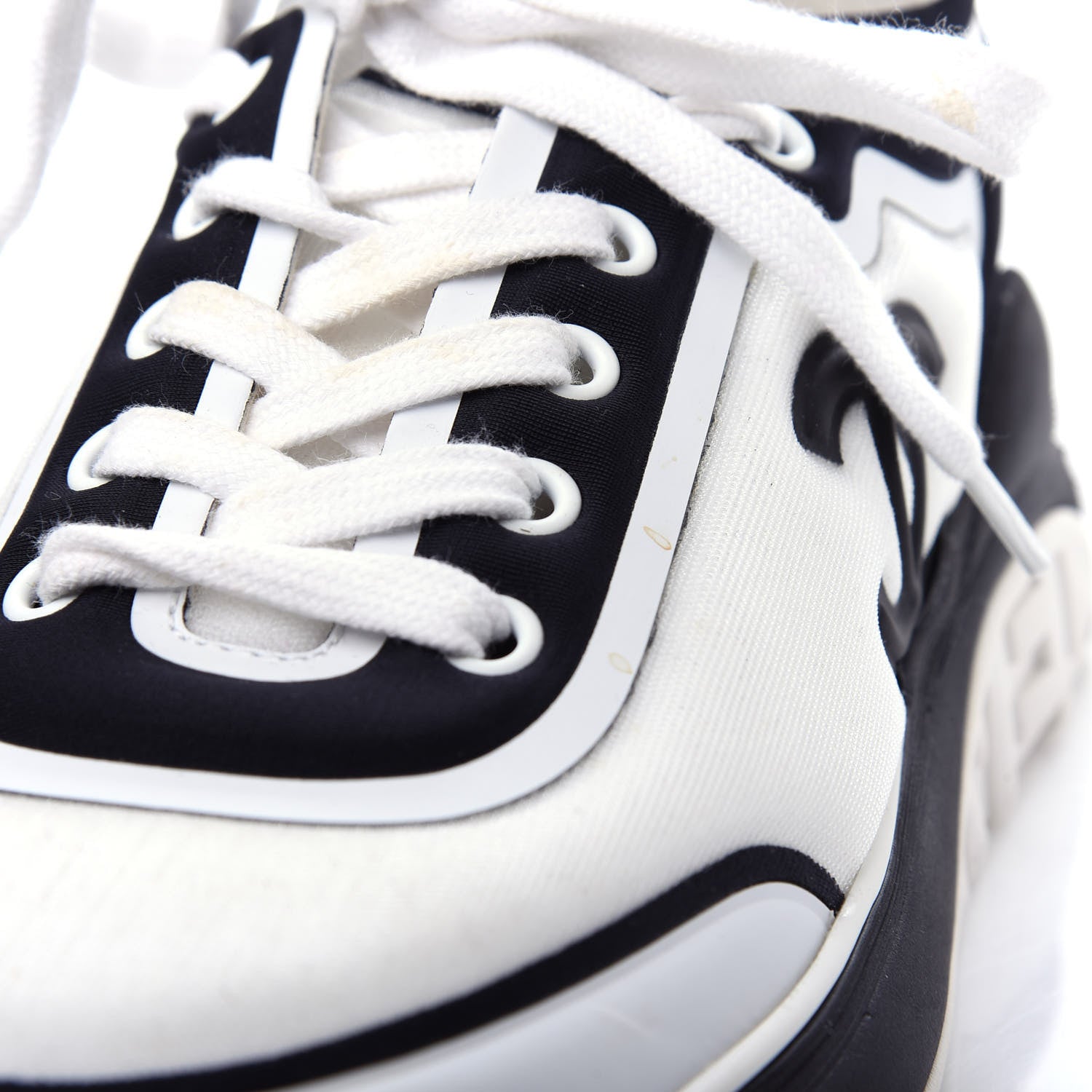 Chanel Lycra Womens CC Sneakers 36.5 White Black 11 of 11