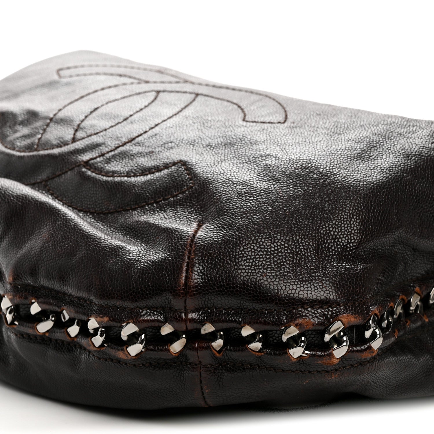 Chanel Glazed Caviar Modern Chain Hobo Brown 10 of 12