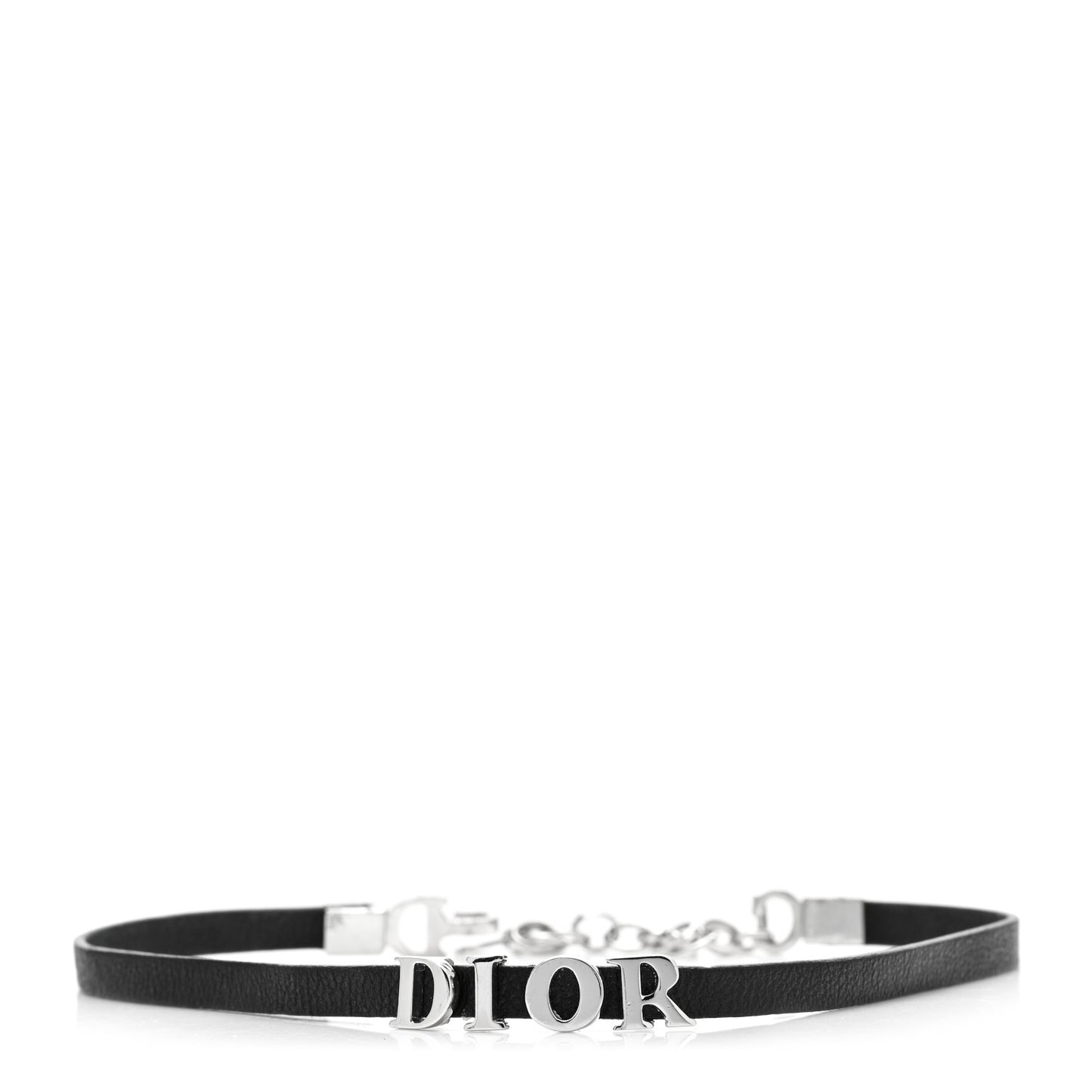 Lambskin Dior Logo Choker Necklace Black