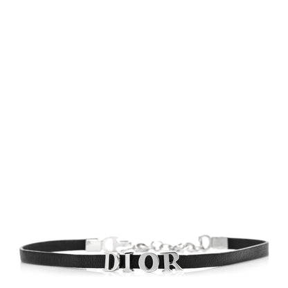Christian Dior Lambskin Dior Logo Choker Necklace Black 1 of 5