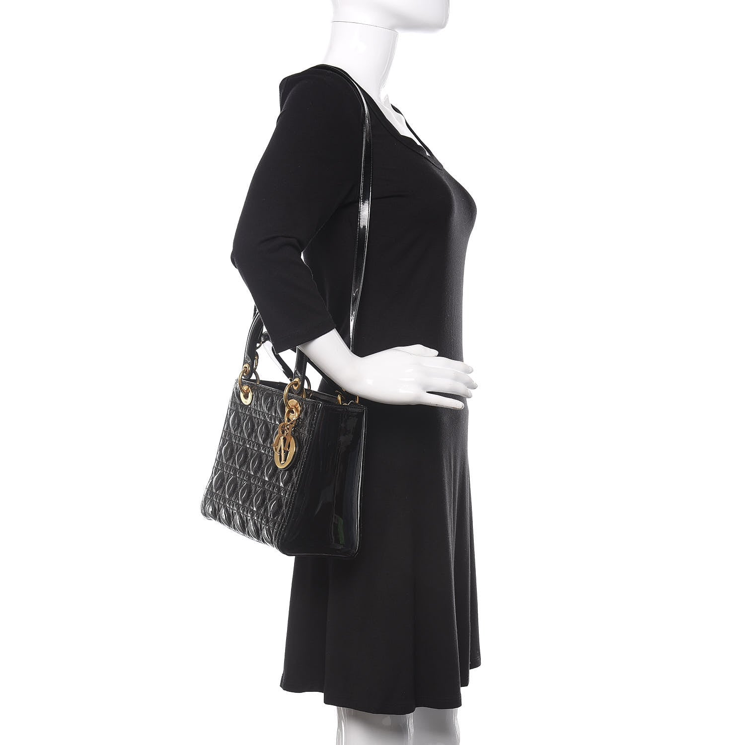 Christian Dior Patent Cannage Medium Lady Dior Black 2 of 8