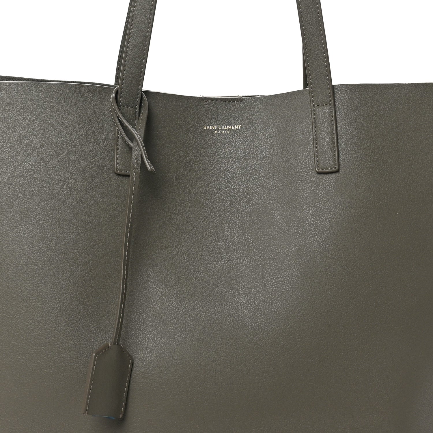 Saint Laurent Calfskin Large Shopping Tote Kaki Militaire 9 of 11