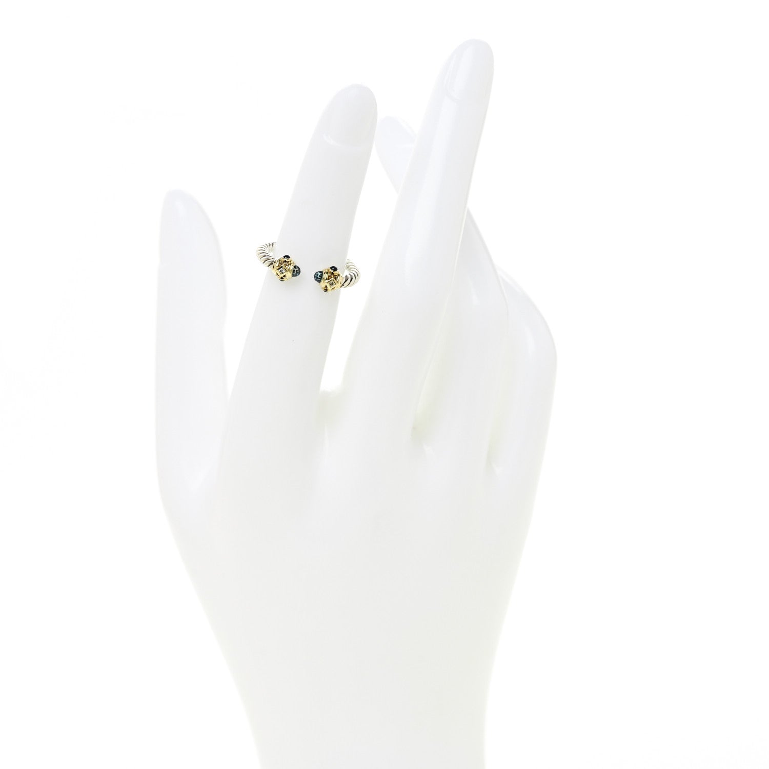 David Yurman Sterling Silver 14K Yellow Gold Diamond Blue Topaz Renaissance Ring 50 5.5 2 of 6