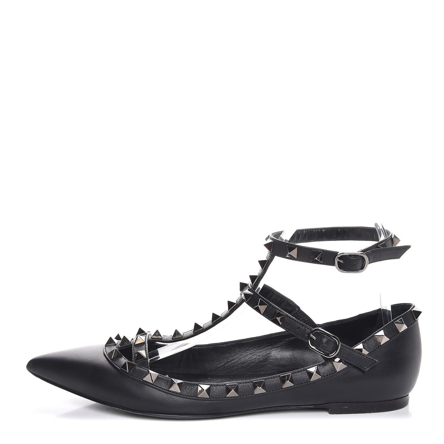 Nappa Rockstud Cage Ballerina Flats 38 Black