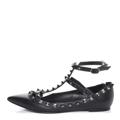 Valentino Garavani Nappa Rockstud Cage Ballerina Flats 38 Black 1 of 10