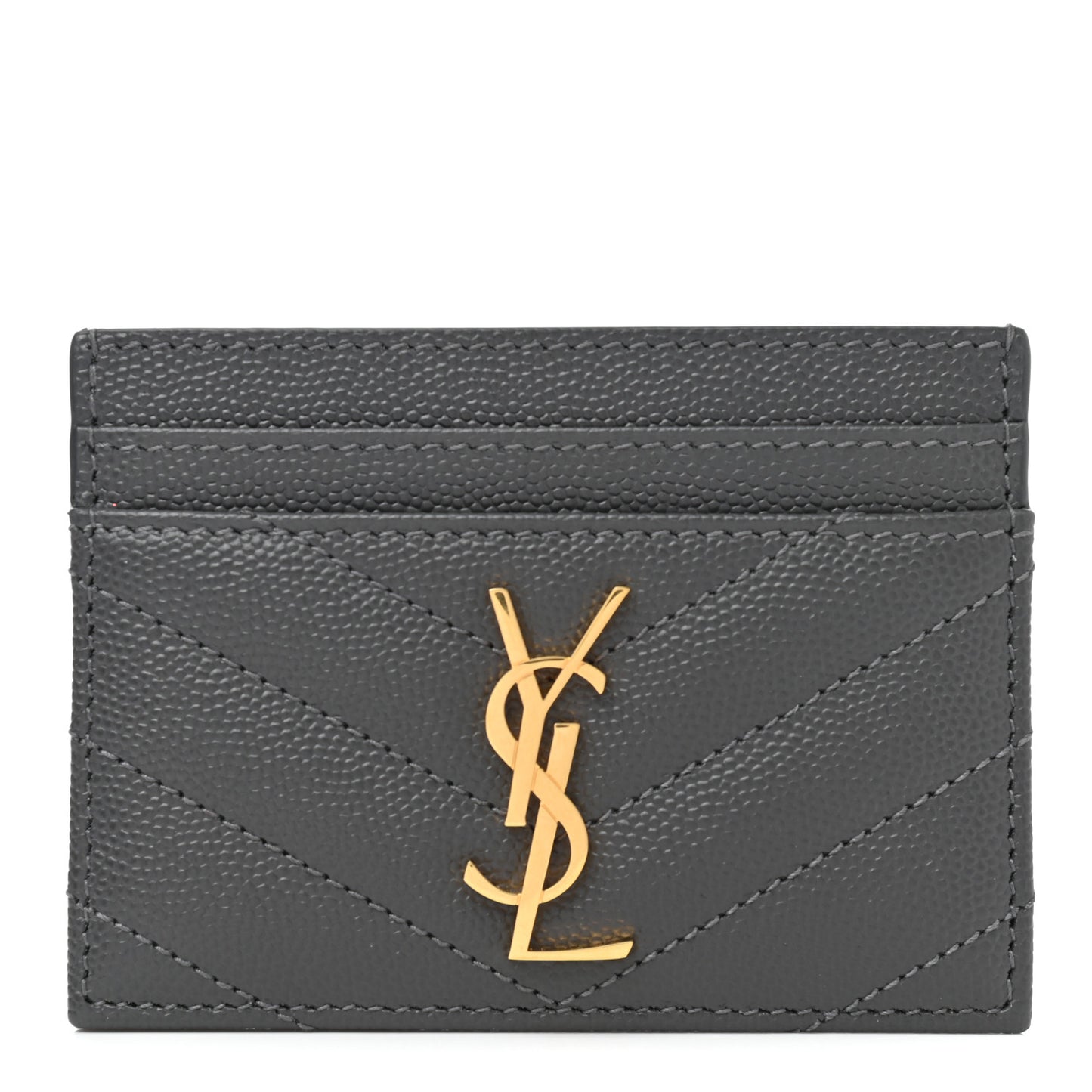 Grain De Poudre Matelasse Chevron Monogram Credit Card Case Storm