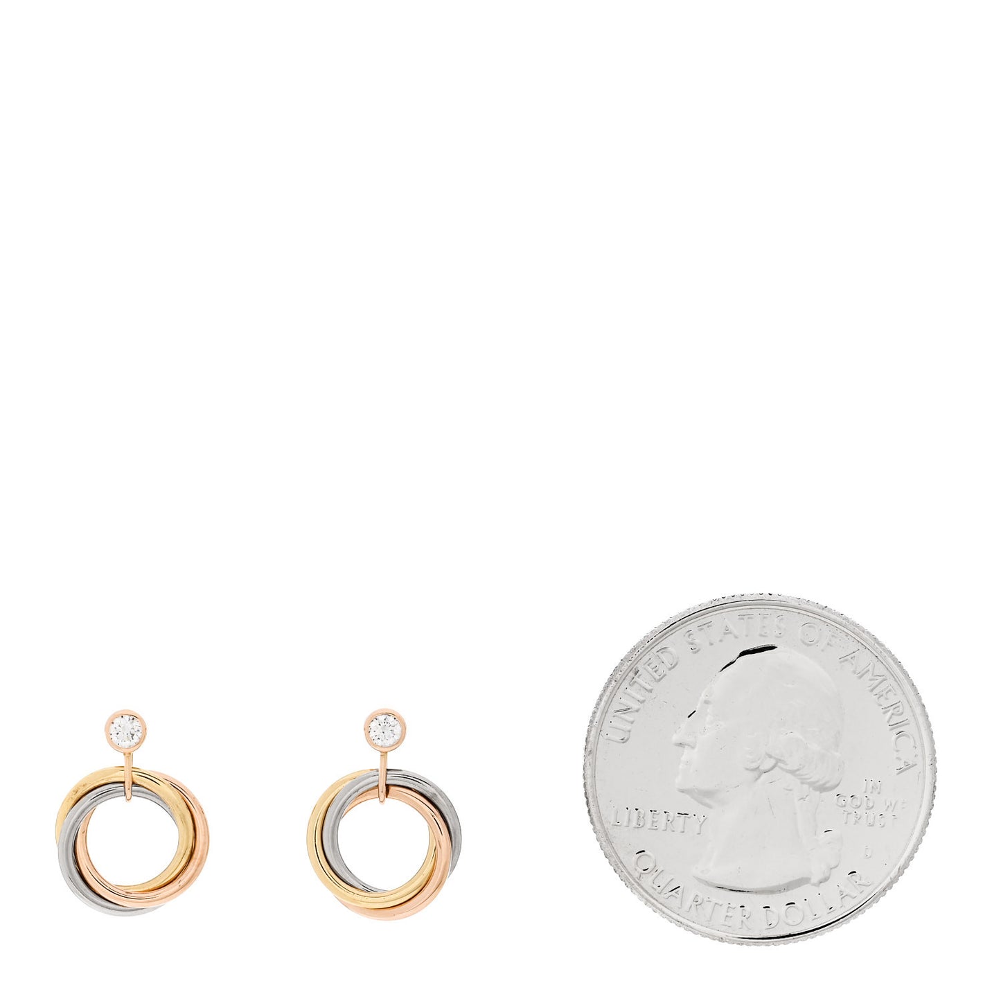 18K Pink Yellow White Gold Diamond Trinity Drop Earrings