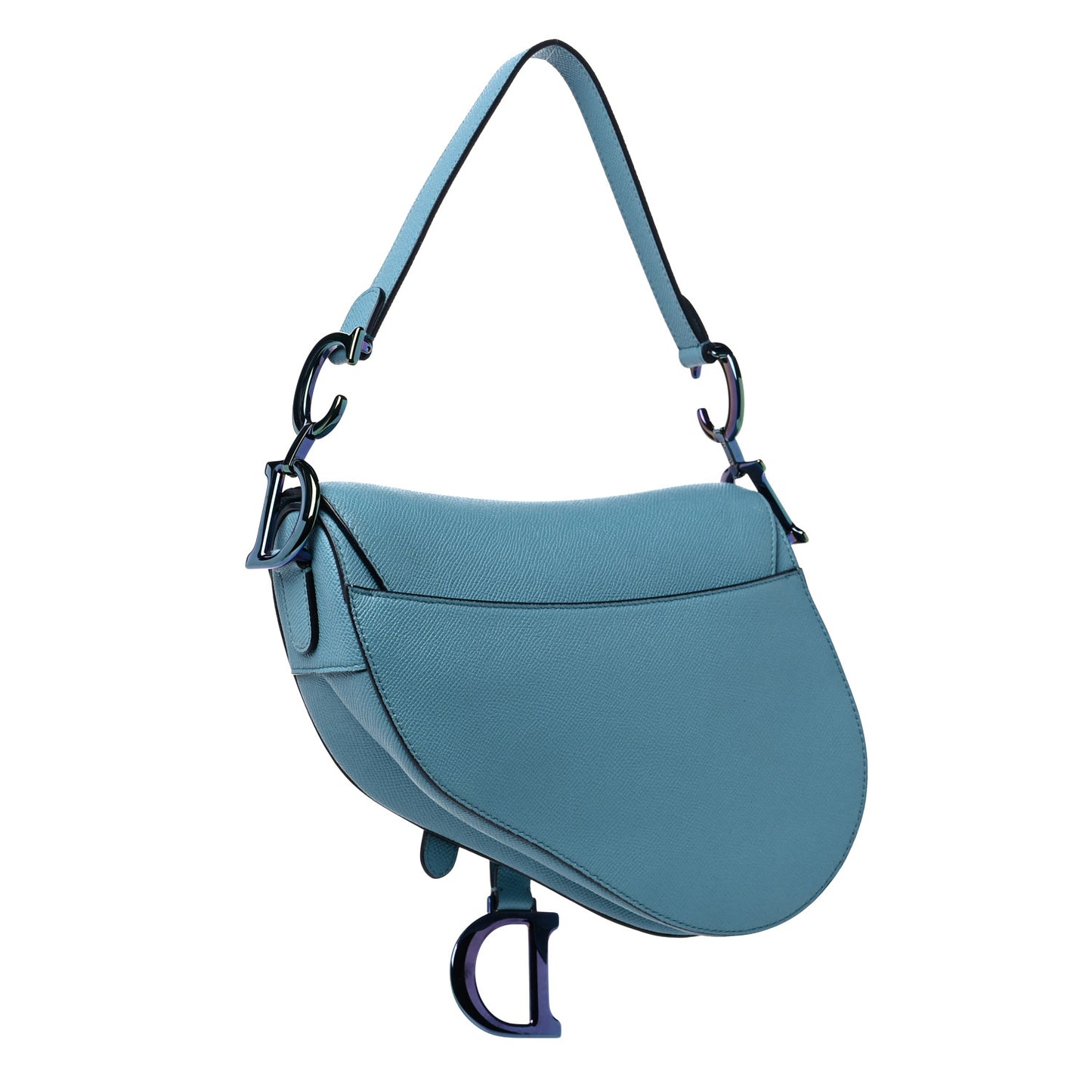 Grained Calfskin Saddle Bag Azure Blue