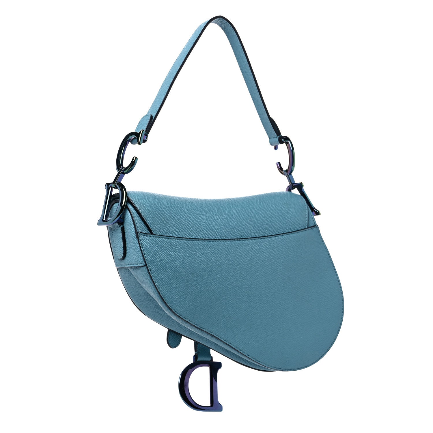 Christian Dior Grained Calfskin Saddle Bag Azure Blue 3 of 11