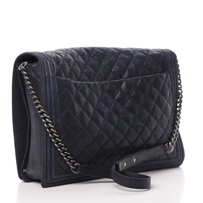 Chanel Goatskin Quilted Large Gentle Boy Flap Navy 3 of 12
