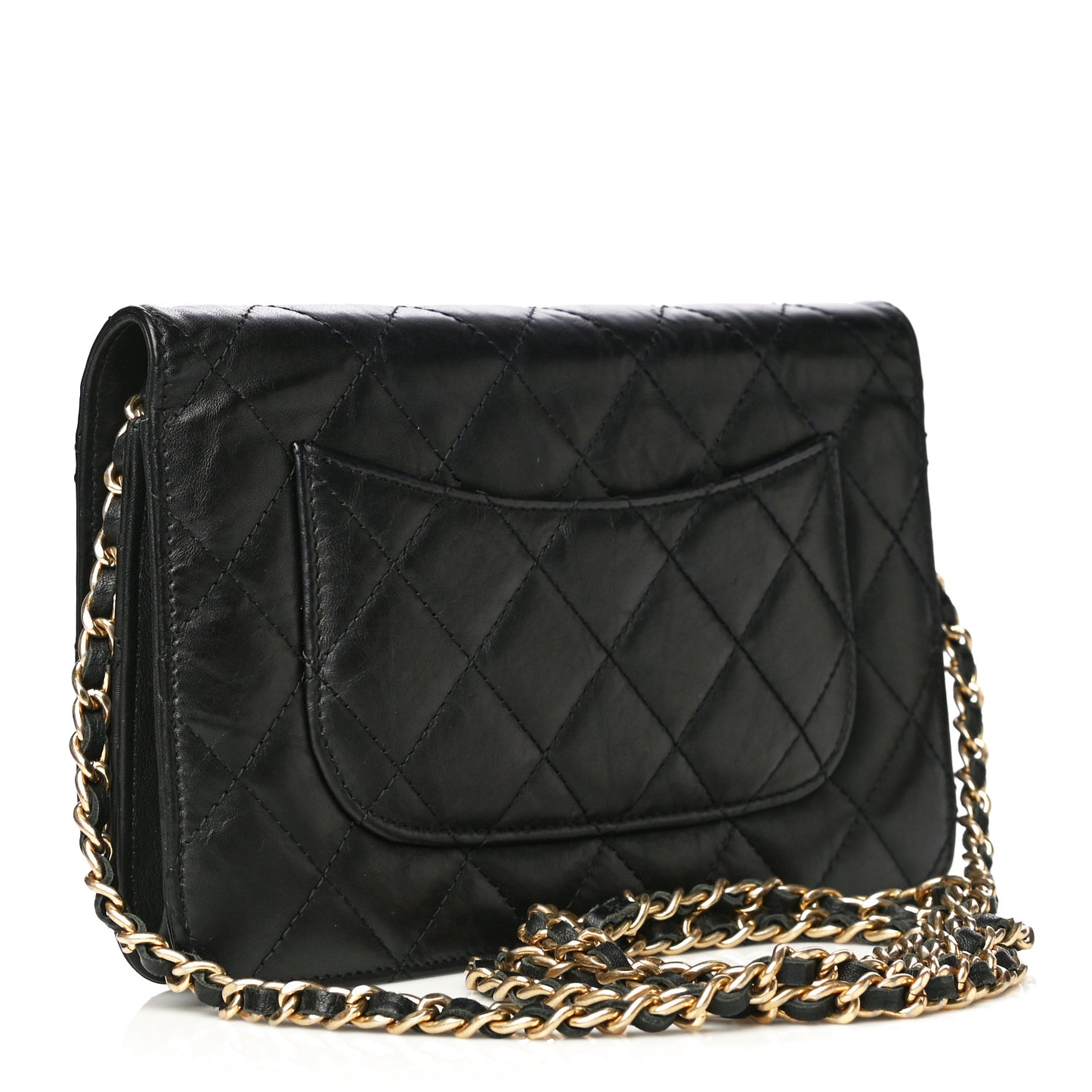 Aged Calfskin Quilted Reissue Wallet On Chain WOC Black