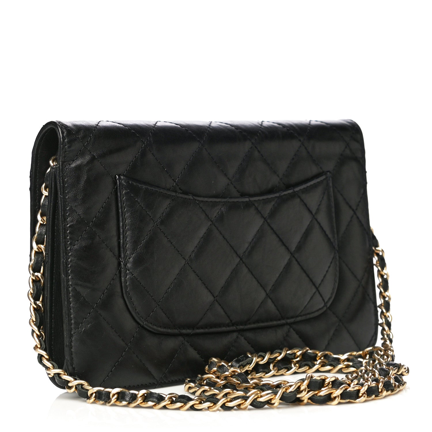 Chanel Aged Calfskin Quilted Reissue Wallet On Chain WOC Black 3 of 27