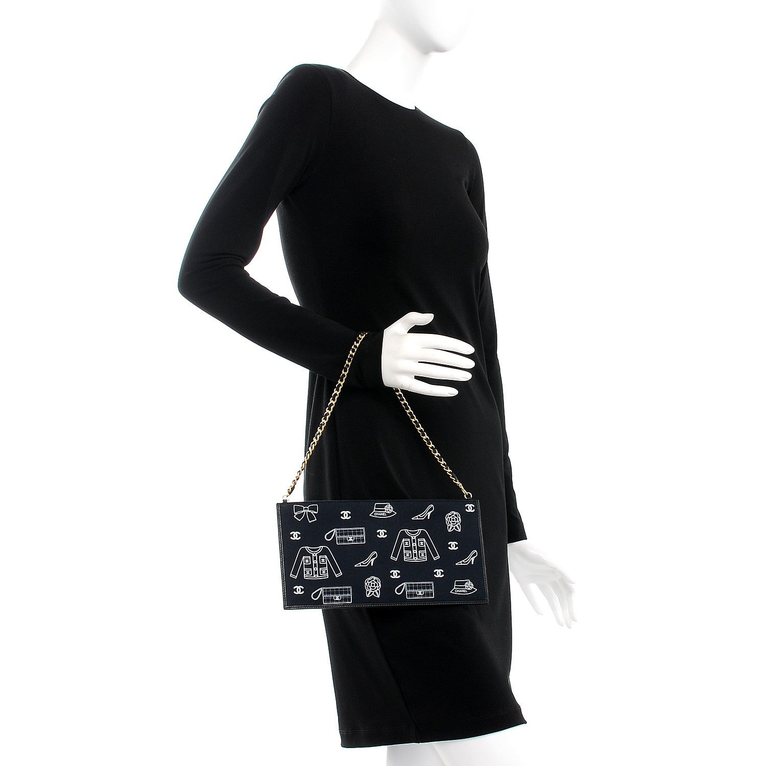 Chanel Printed Canvas Symbols Pochette Black 2 of 8