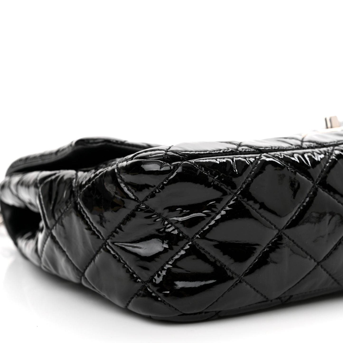 Patent Quilted Jumbo Single Flap Black
