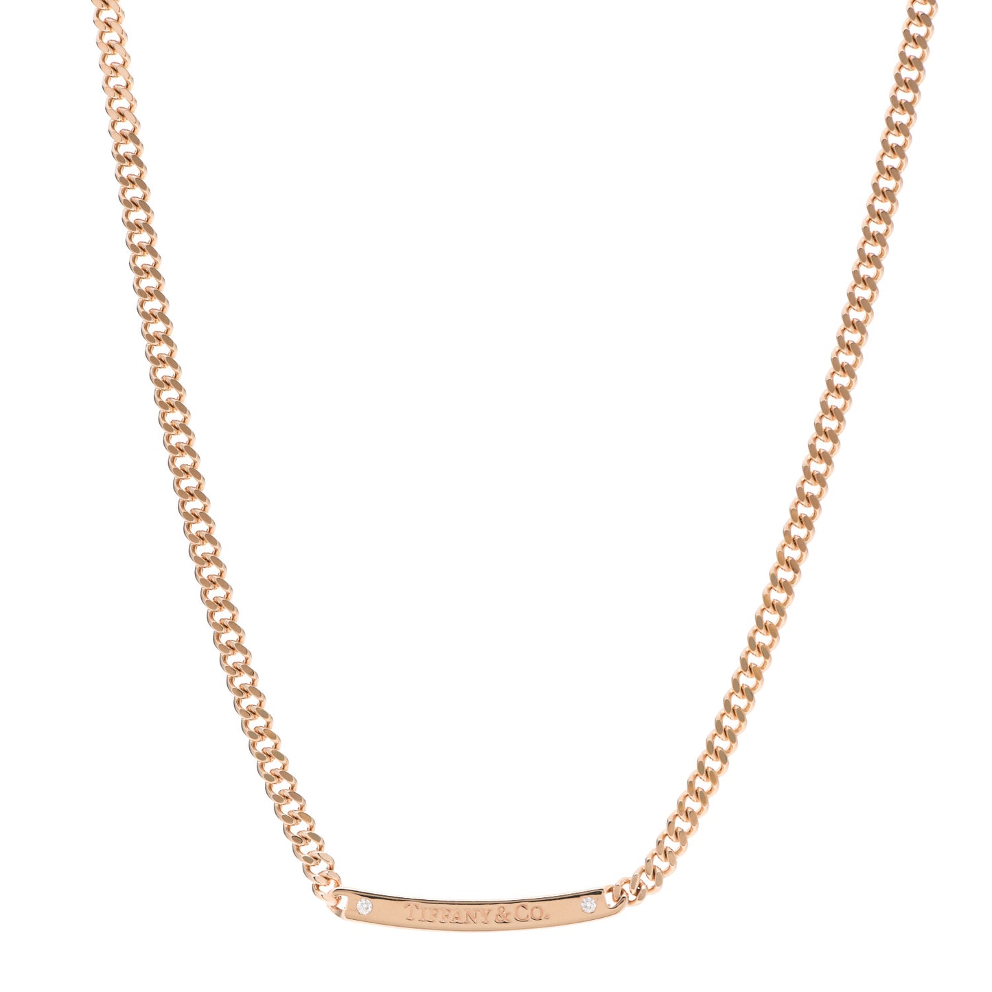 18K Rose Gold Diamond Micro Link ID Chain Necklace