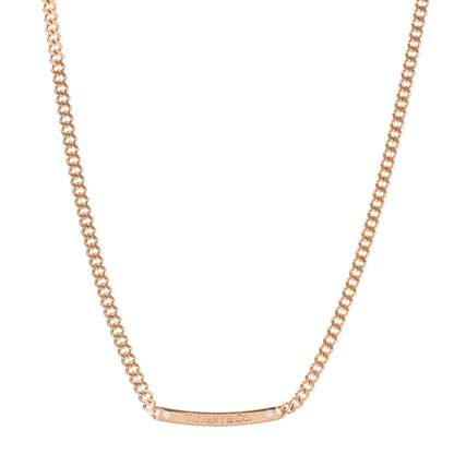 Tiffany 18K Rose Gold Diamond Micro Link ID Chain Necklace 1 of 5