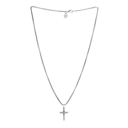 David Yurman Sterling Silver Diamond Cable Classics Cross Necklace 2 of 4