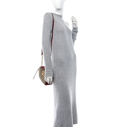 Gucci Monogram Azalea Calfskin Matelasse Diagonal Small GG Marmont Chain Shoulder Bag Beige Ebony New Cherry Red 2 of 12