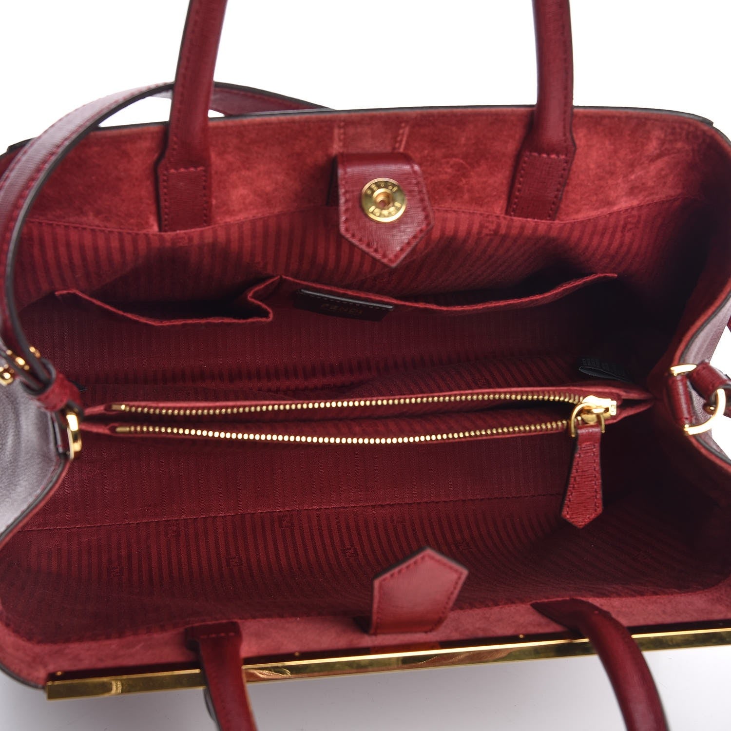 Fendi Vitello Elite Regular 2Jours Tote Rosso Scuro Ciliegia 6 of 12