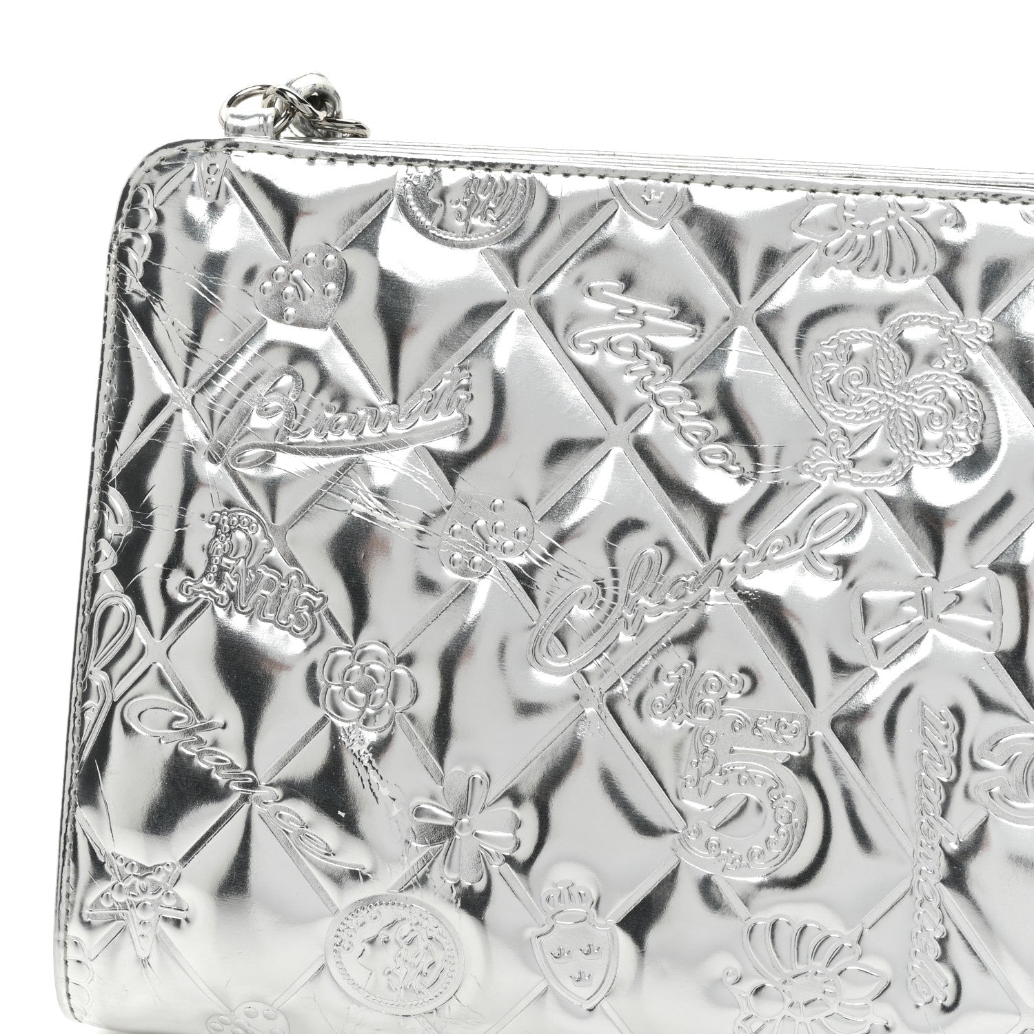 Chanel Metallic Patent Calfskin Lucky Symbols Pochette Silver 18 of 19