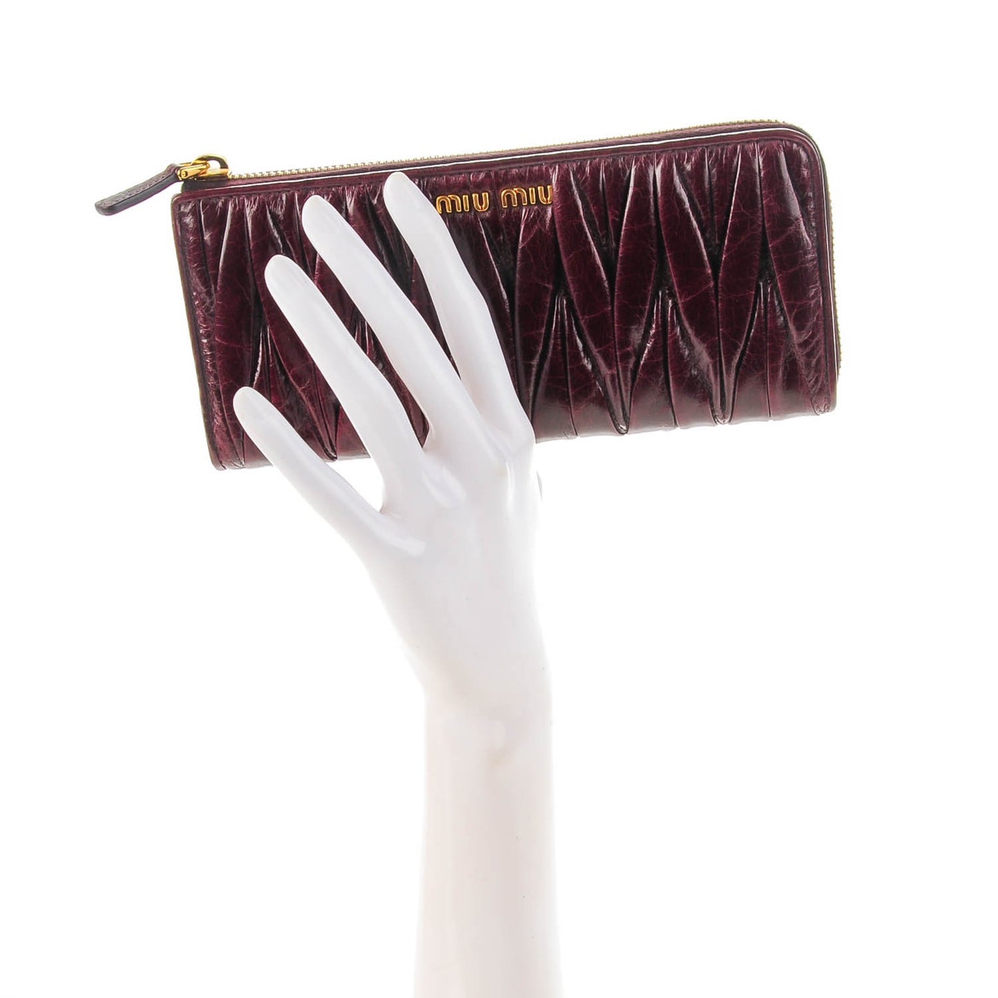 Nappa Matelasse Lux Zip Around Wallet Ribes