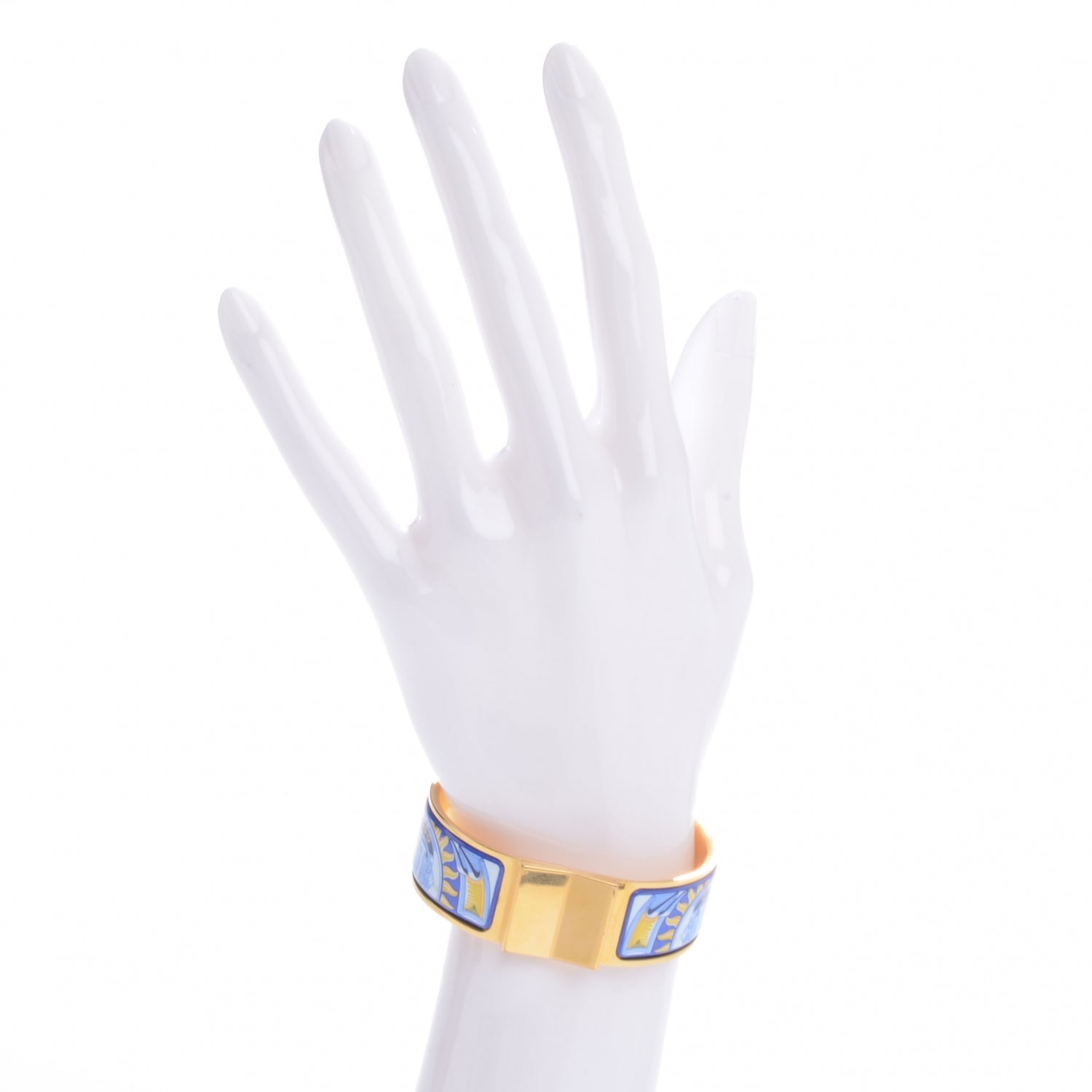 Hermes Enamel Printed Wide Sun Bleu Bracelet 65 2 of 5