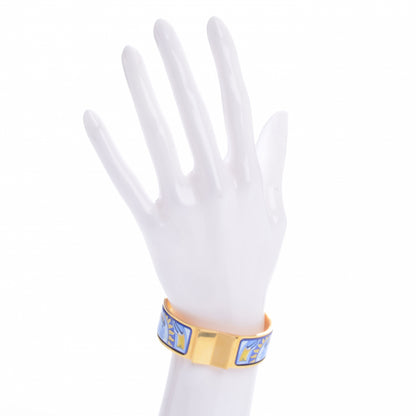 Hermes Enamel Printed Wide Sun Bleu Bracelet 65 2 of 5