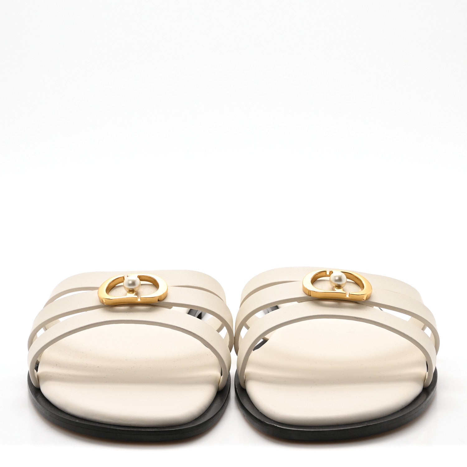 Christian Dior Calfskin 30M Slide Sandals 37.5 White 3 of 9