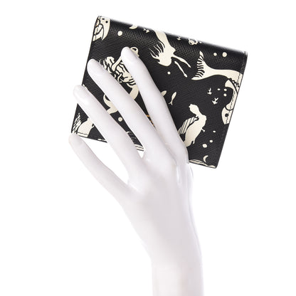 Prada Saffiano Mermaid Print Card Holder Black 2 of 8