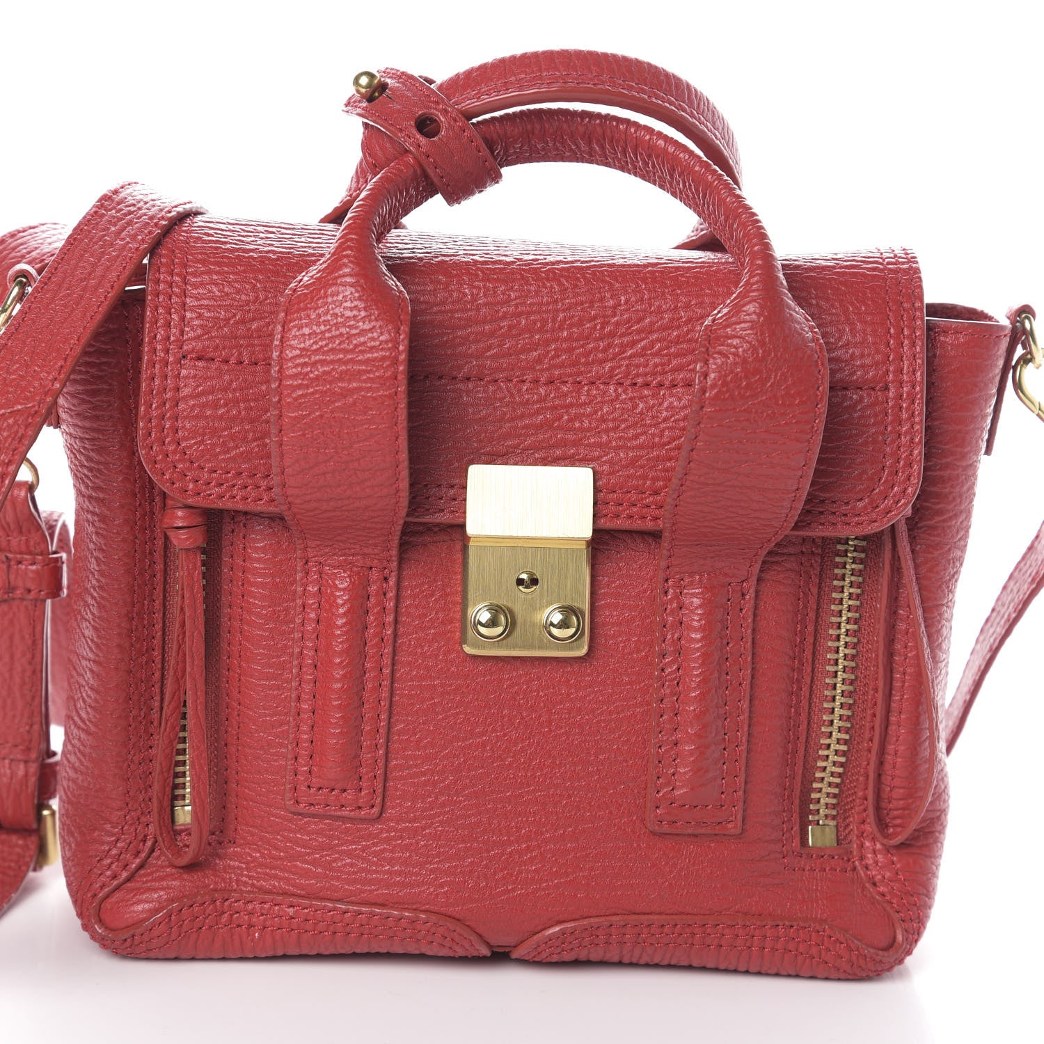 3.1 Phillip Lim 3.1 Textured Calfskin Mini Pashli Satchel Red 7 of 9