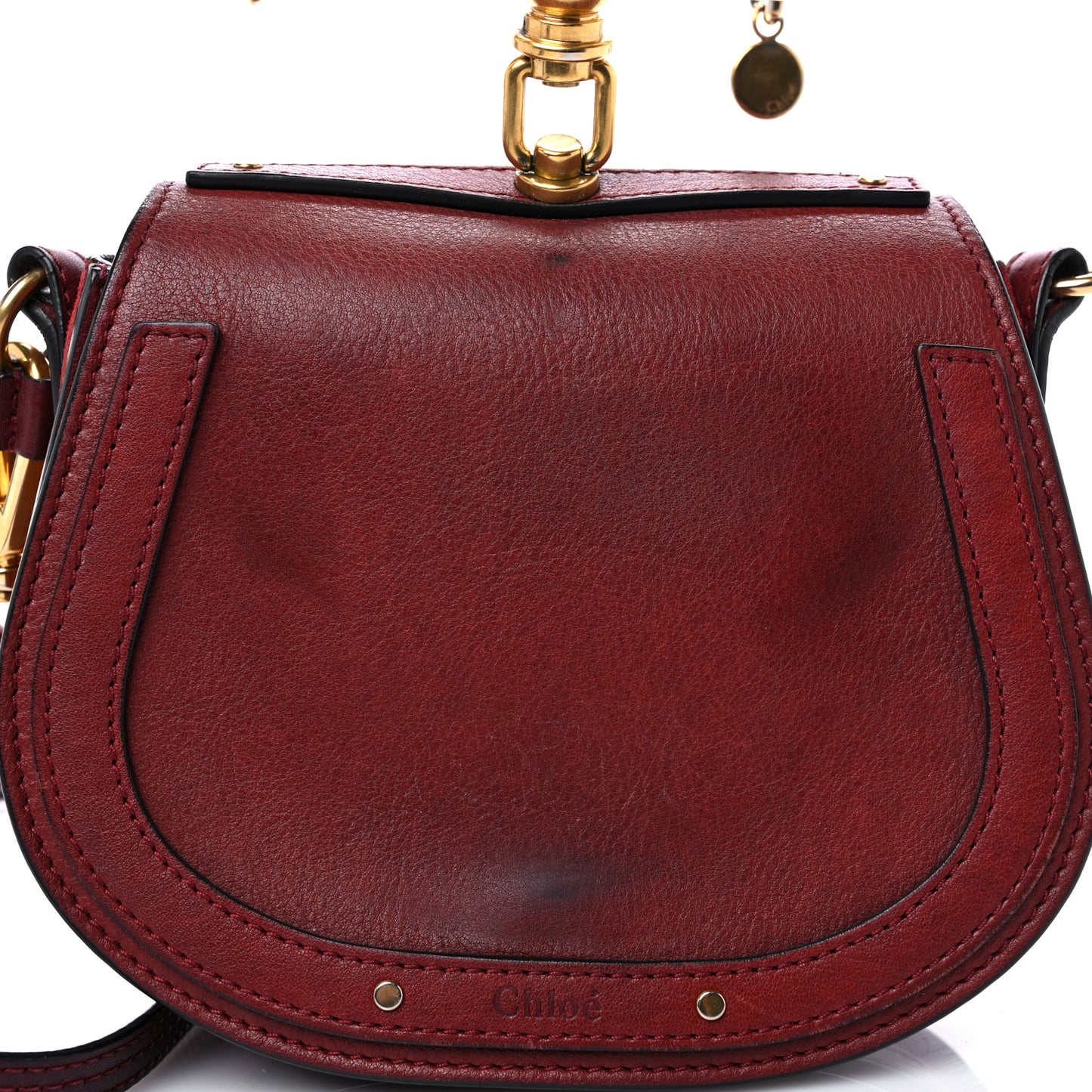 Calfskin Small Nile Bracelet Bag Sienna Red