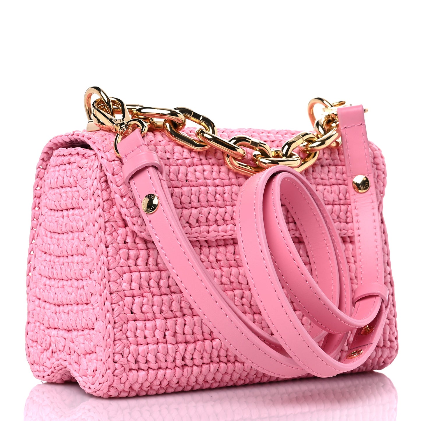 Raffia Twist Shoulder Bag PM Pink