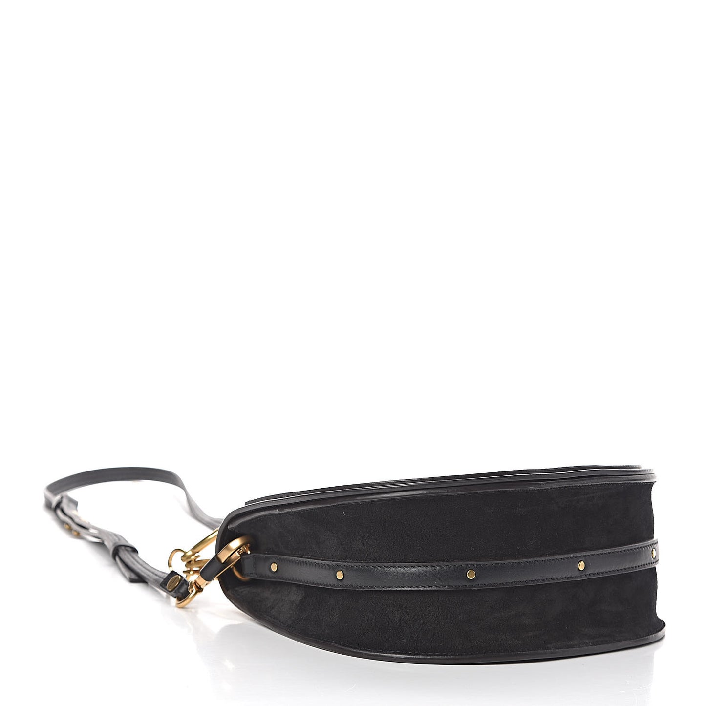 Calfskin Suede Medium Nile Bracelet Bag Black