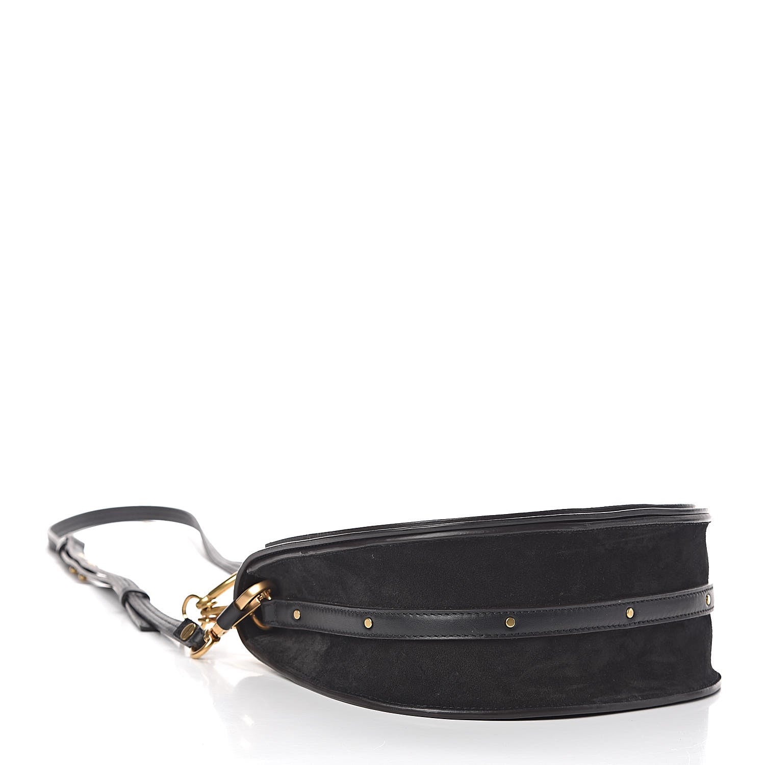 Chloe Calfskin Suede Medium Nile Bracelet Bag Black 4 of 11