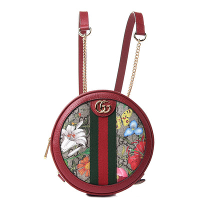 Gucci GG Supreme Monogram Web Flora Mini Ophidia Round Backpack Red 1 of 9