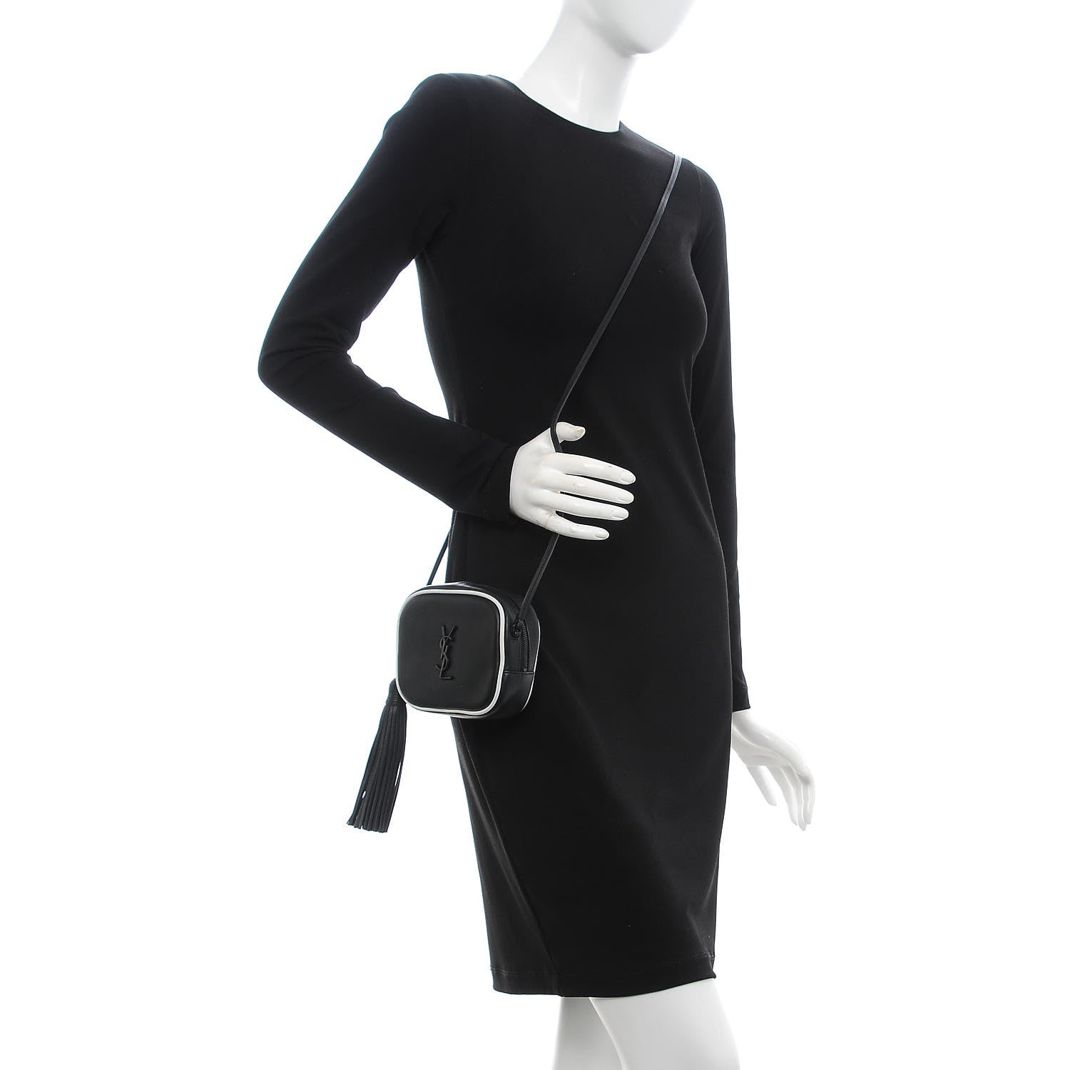 Saint Laurent Nappa Monogram Blogger Bag Black White 2 of 7