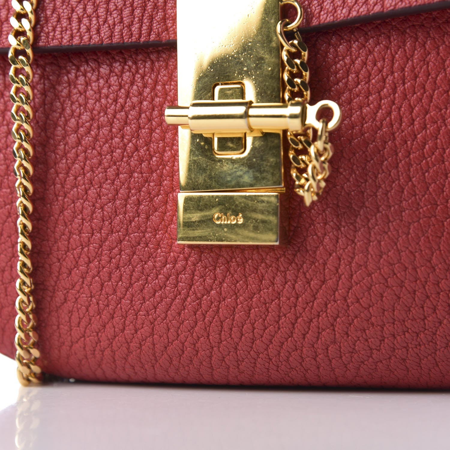 Chloe Grained Lambskin Mini Drew Shoulder Bag Red 8 of 8