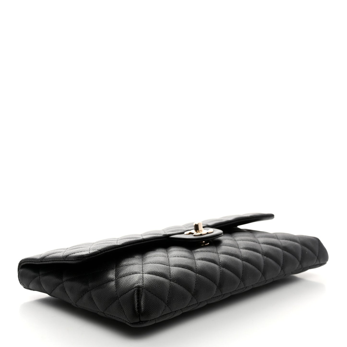 Caviar Quilted Flap Clutch Black