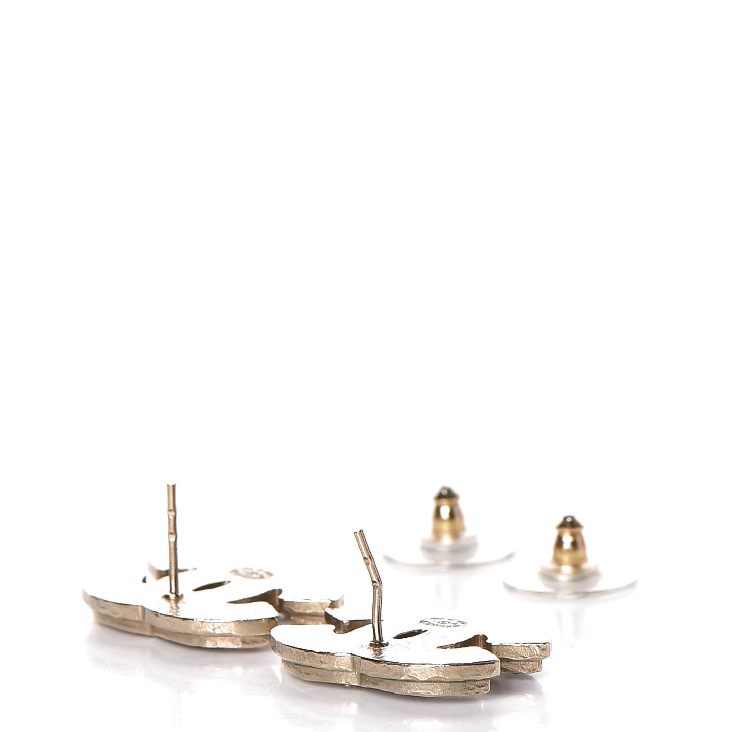 Enamel CC Earrings Grey Gold