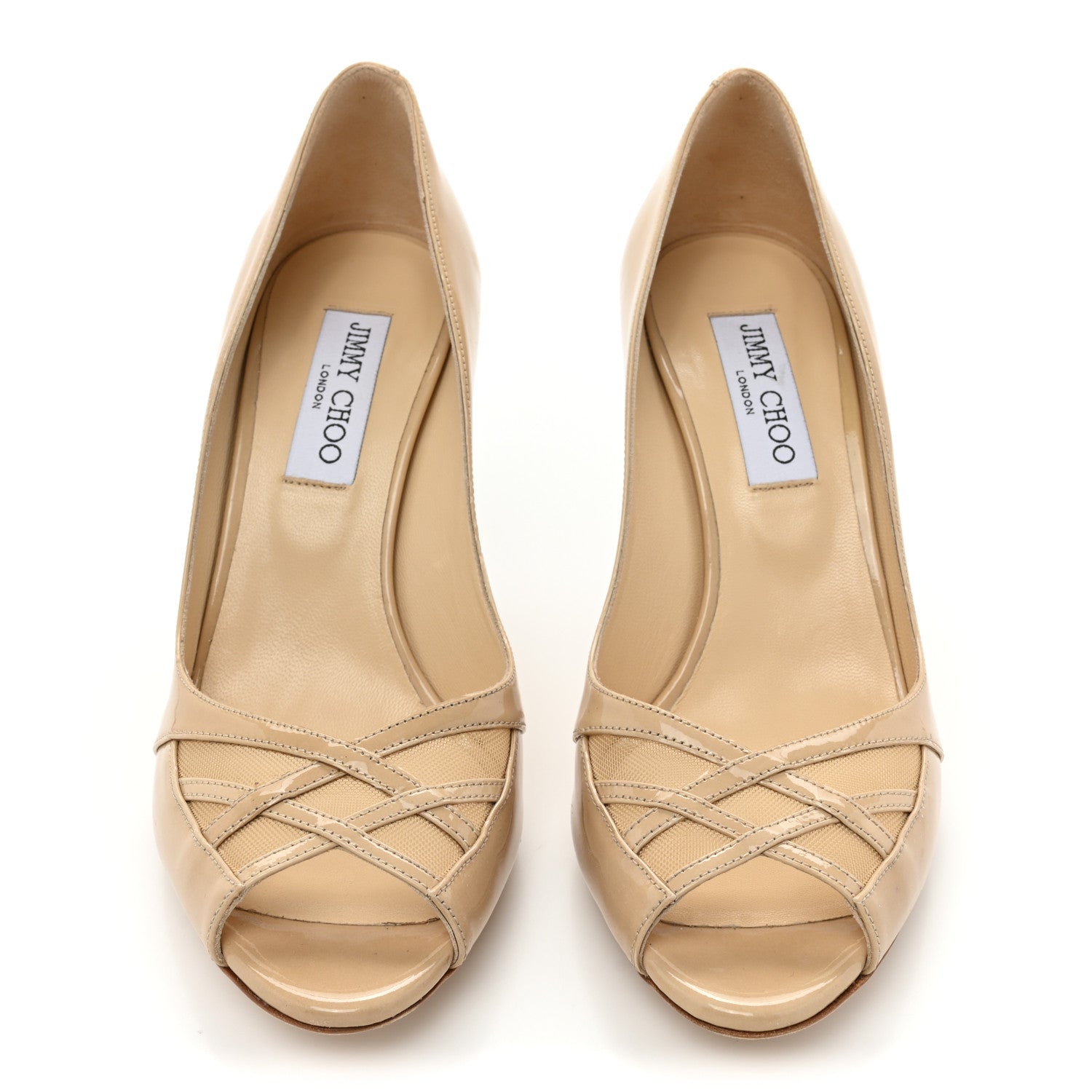 Jimmy Choo Patent Mesh Maven Peep Toe Pumps 39 Nude 2 of 13