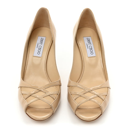 Jimmy Choo Patent Mesh Maven Peep Toe Pumps 39 Nude 2 of 13