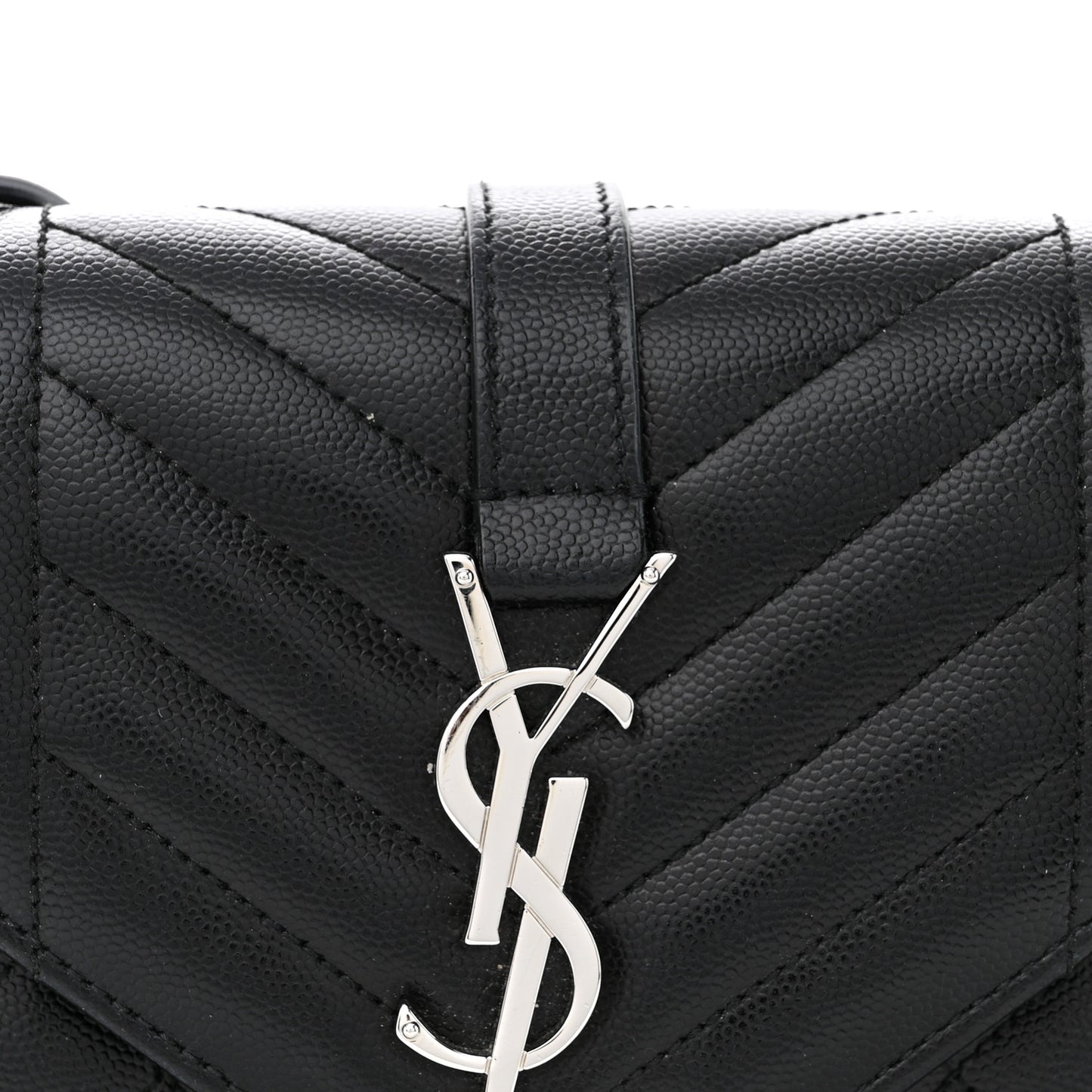 Grain De Poudre Textured Mixed Matelasse Triquilt Small Monogram Satchel Black