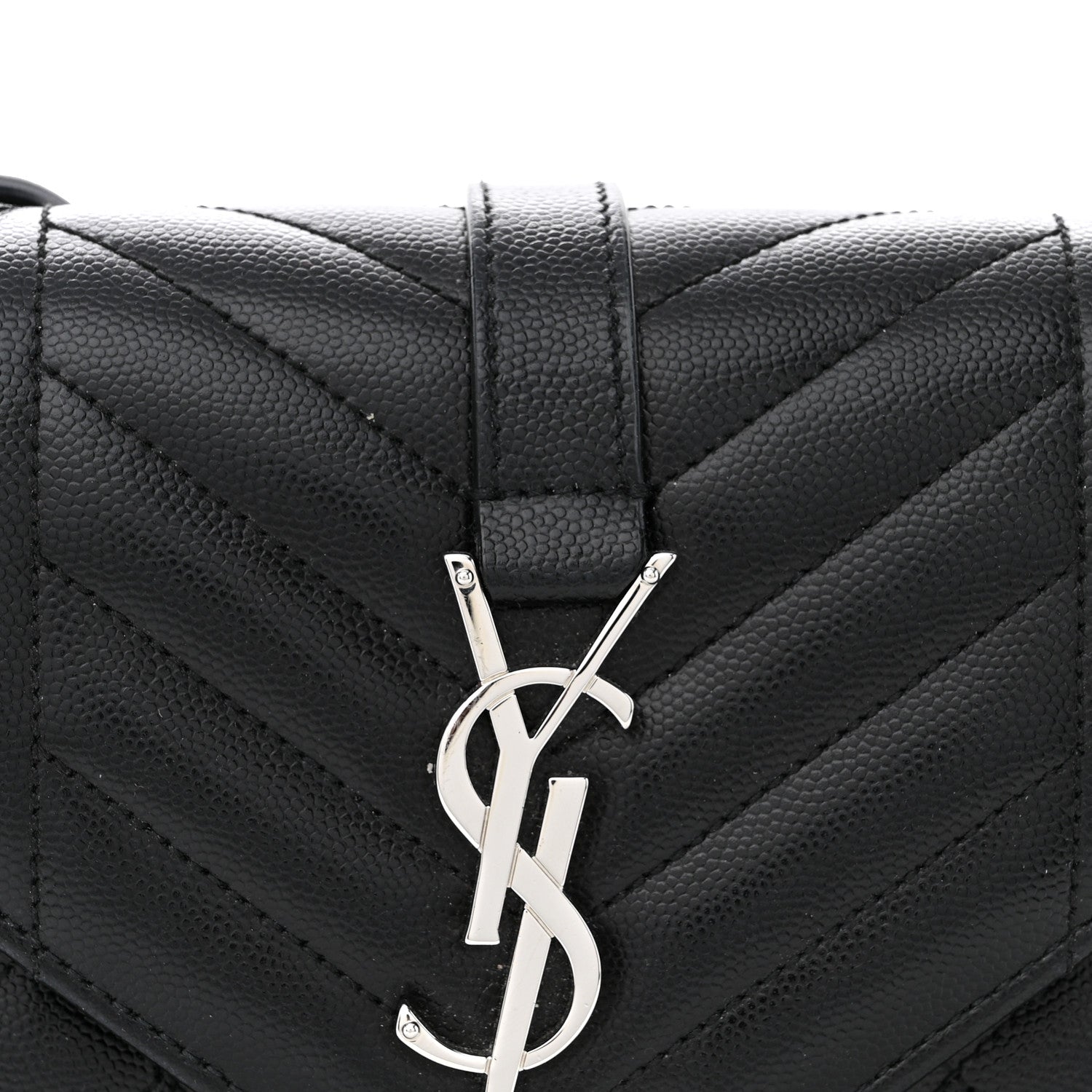 Saint Laurent Grain De Poudre Textured Mixed Matelasse Triquilt Small Monogram Satchel Black 7 of 9
