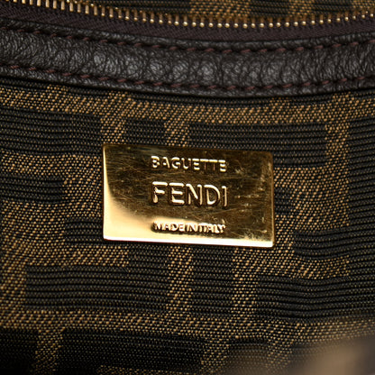 Fendi Fabric Jacquard Cuoio Romano FF 1974 Embroidered Baguette Tobacco Moro Ebano Multicolor 6 of 11