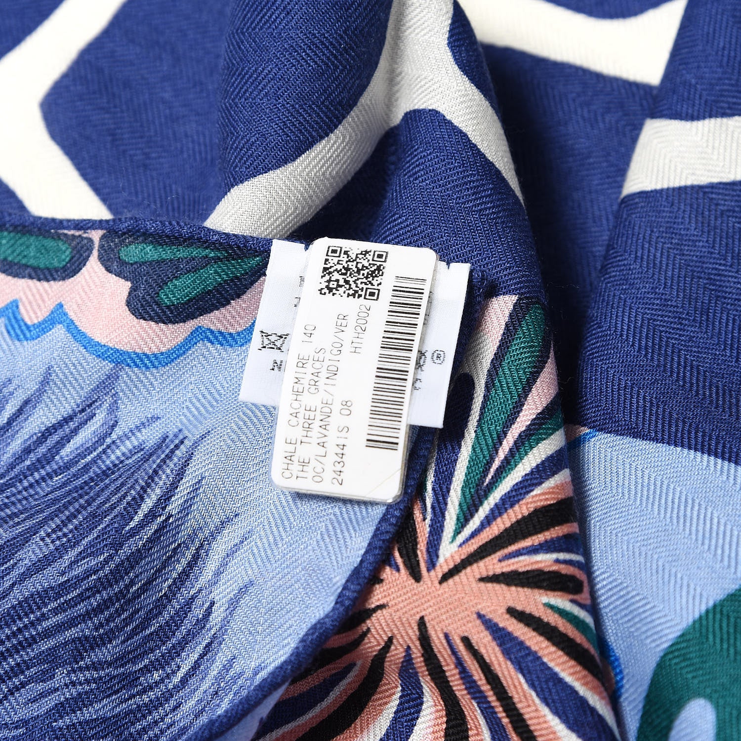 Hermes Cashmere Silk Three Graces Shawl 140 Lavande Indigo Vert 6 of 6