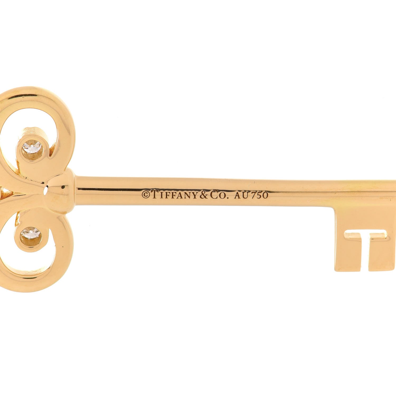 Tiffany 18K Yellow Gold Diamond Fleur De Lis Key Pendant Necklace 5 of 7