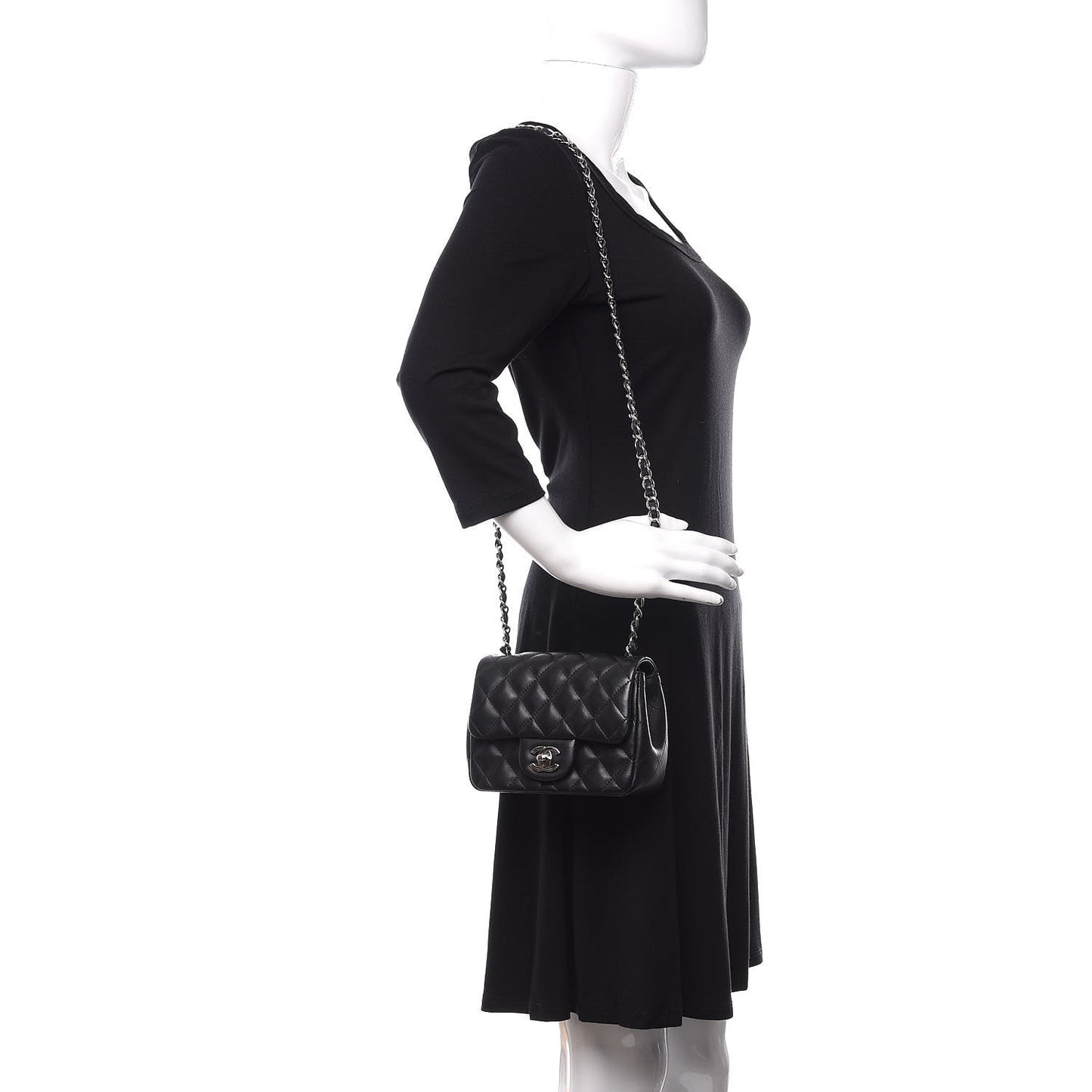 Lambskin Quilted Mini Square Flap Black