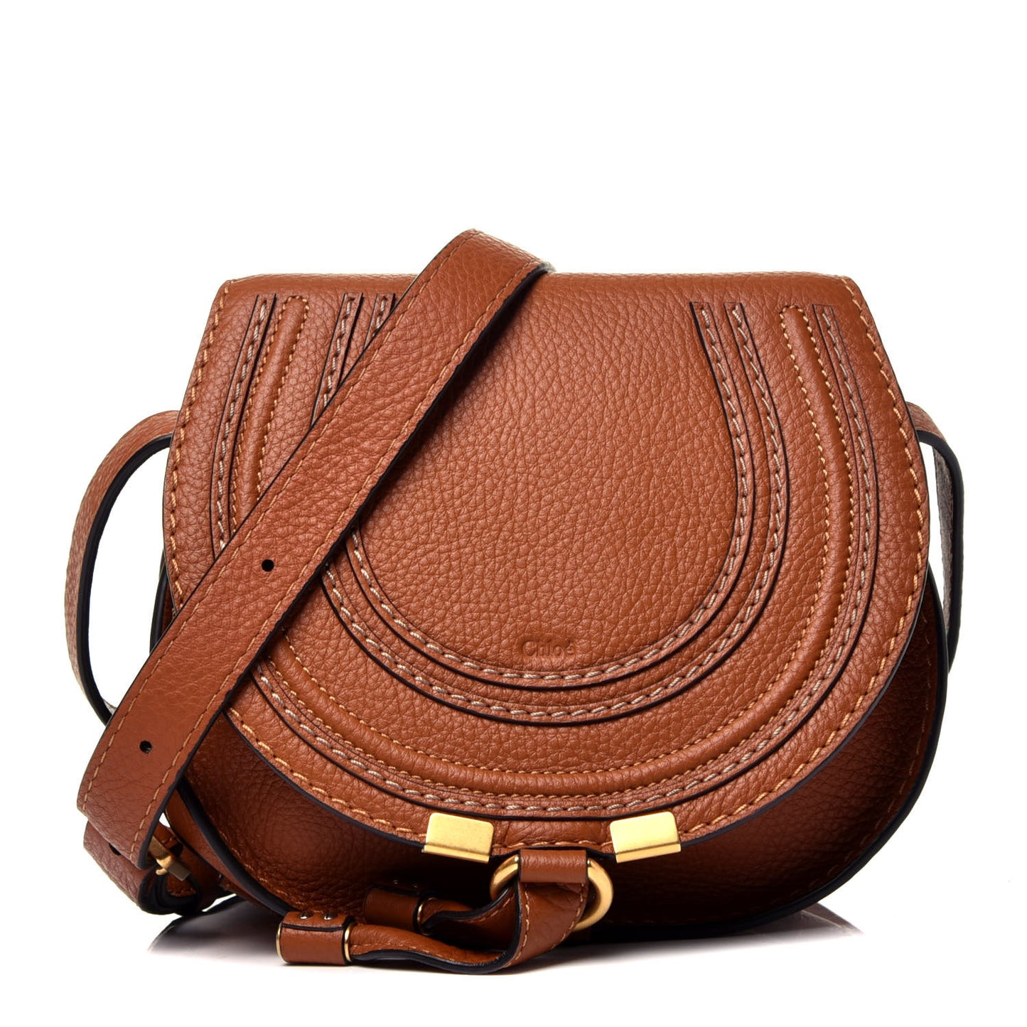 Calfskin Mini Marcie Round Crossbody Bag Tan